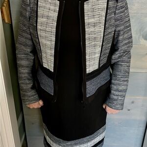 Women's White House Black Market Black and Gray Dress with Matching Jacket